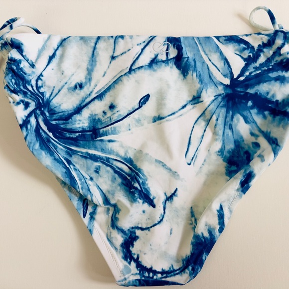 CALIA Tie Dye Blue Hi Rise Moderate Coverage Ruched Sides Bikini Bottom Medium - Picture 8 of 11